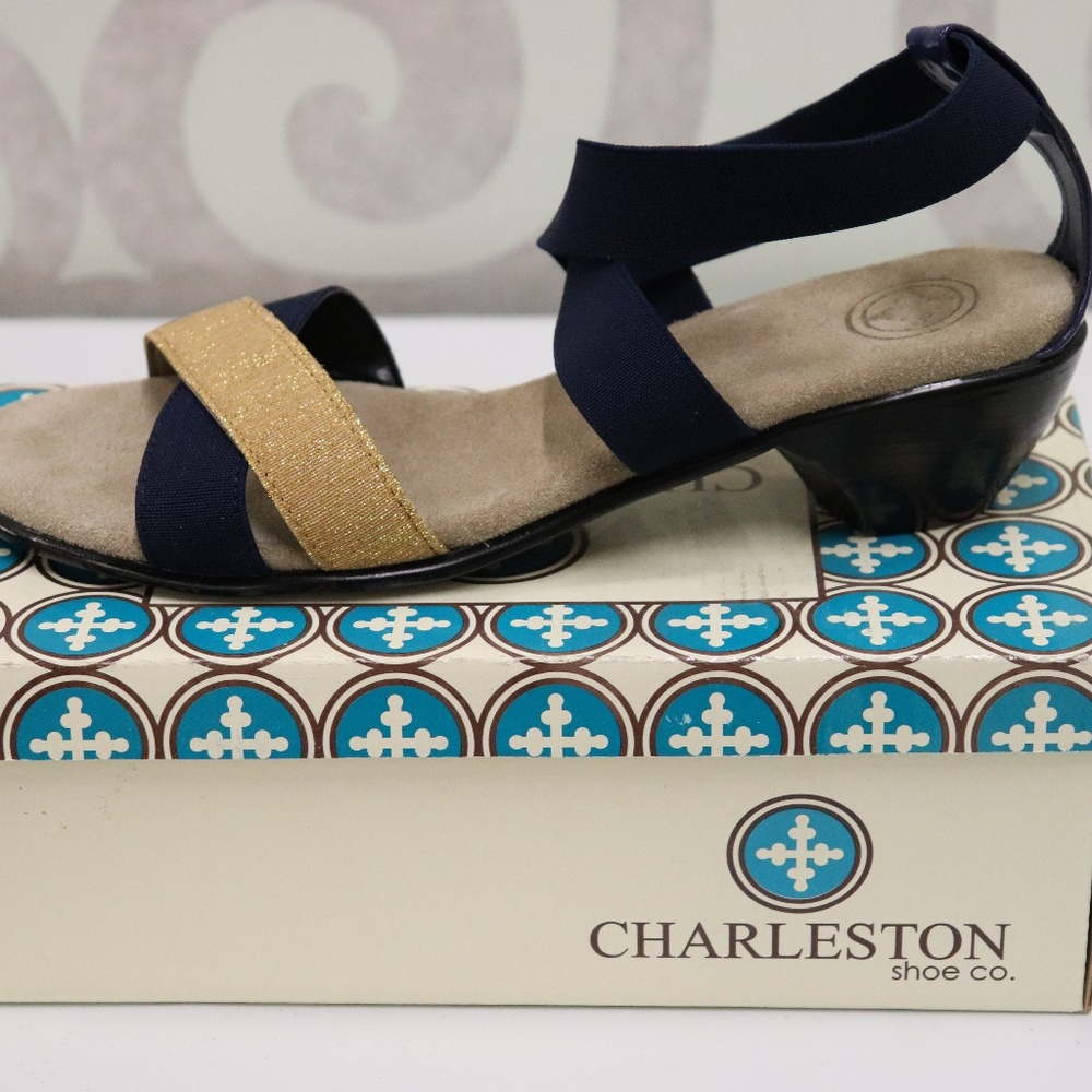 Charleston Shoe Co. Bahama Navy and Gold Sz 9 NIB